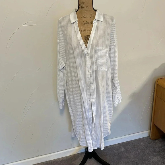 H&M Oversized Striped Linen Dress EUC M/L - Picture 6 of 7
